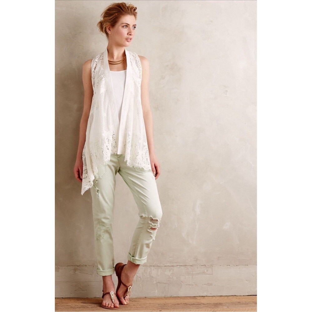 Anthropologie Pilcro Letterpress Women’s 29 Hyphen Distressed Chinos Mint Green